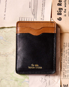 editorial flatlay for The Minimalist Wallet in Black, Accessories by Taylor Stitch