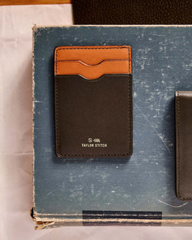 editorial flatlay of The Minimalist Wallet in Brown, Accessories by Taylor Stitch