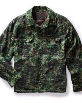 flatlay of The Venture Jacket in Painted Camo Waxed Canvas, Outerwear by Taylor Stitch