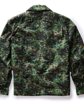 flatlay of The Venture Jacket in Painted Camo Waxed Canvas, shown from the back , Outerwear by Taylor Stitch