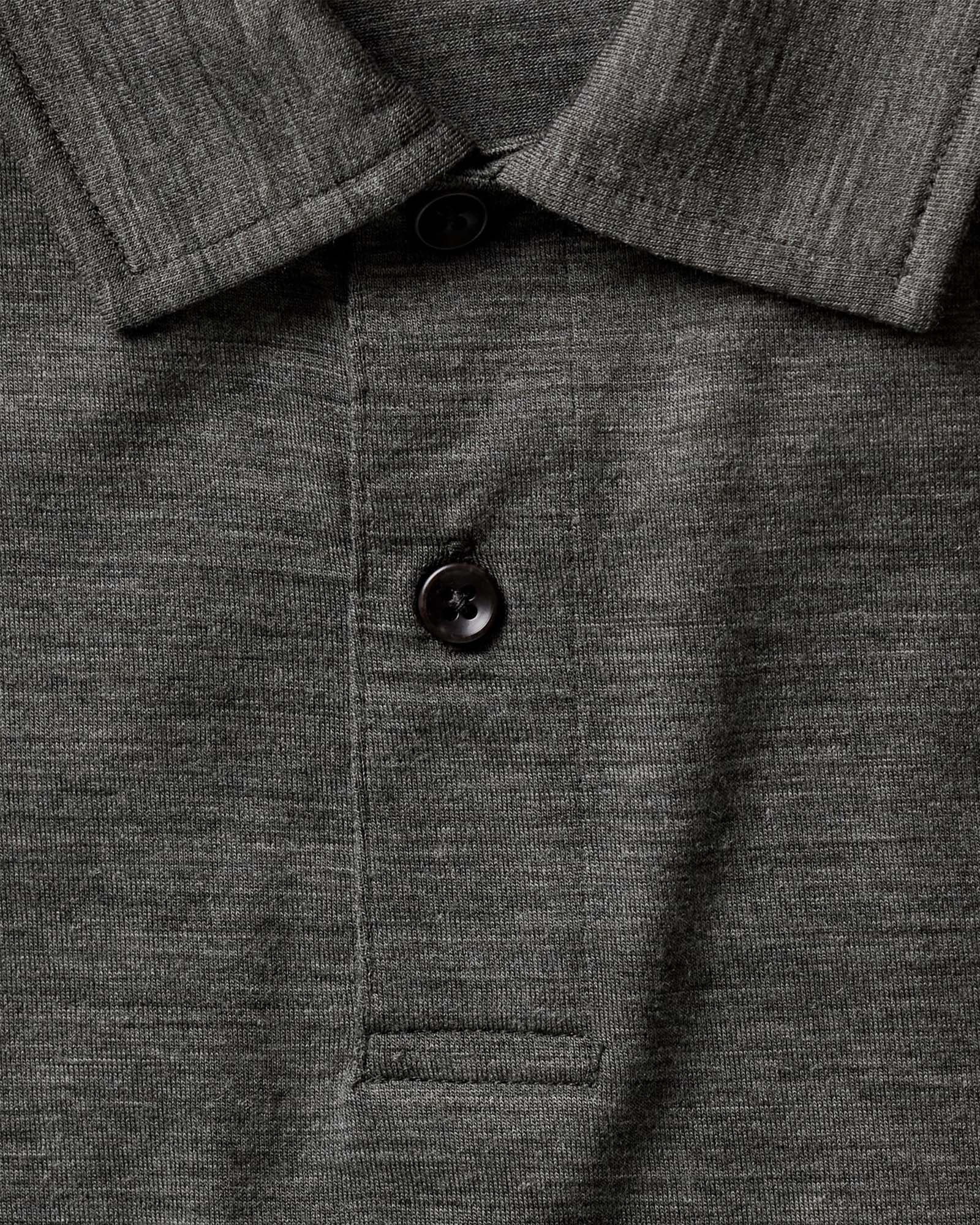 material shot of the sleeve on The Merino Polo in Heather Army, Knits by Taylor Stitch