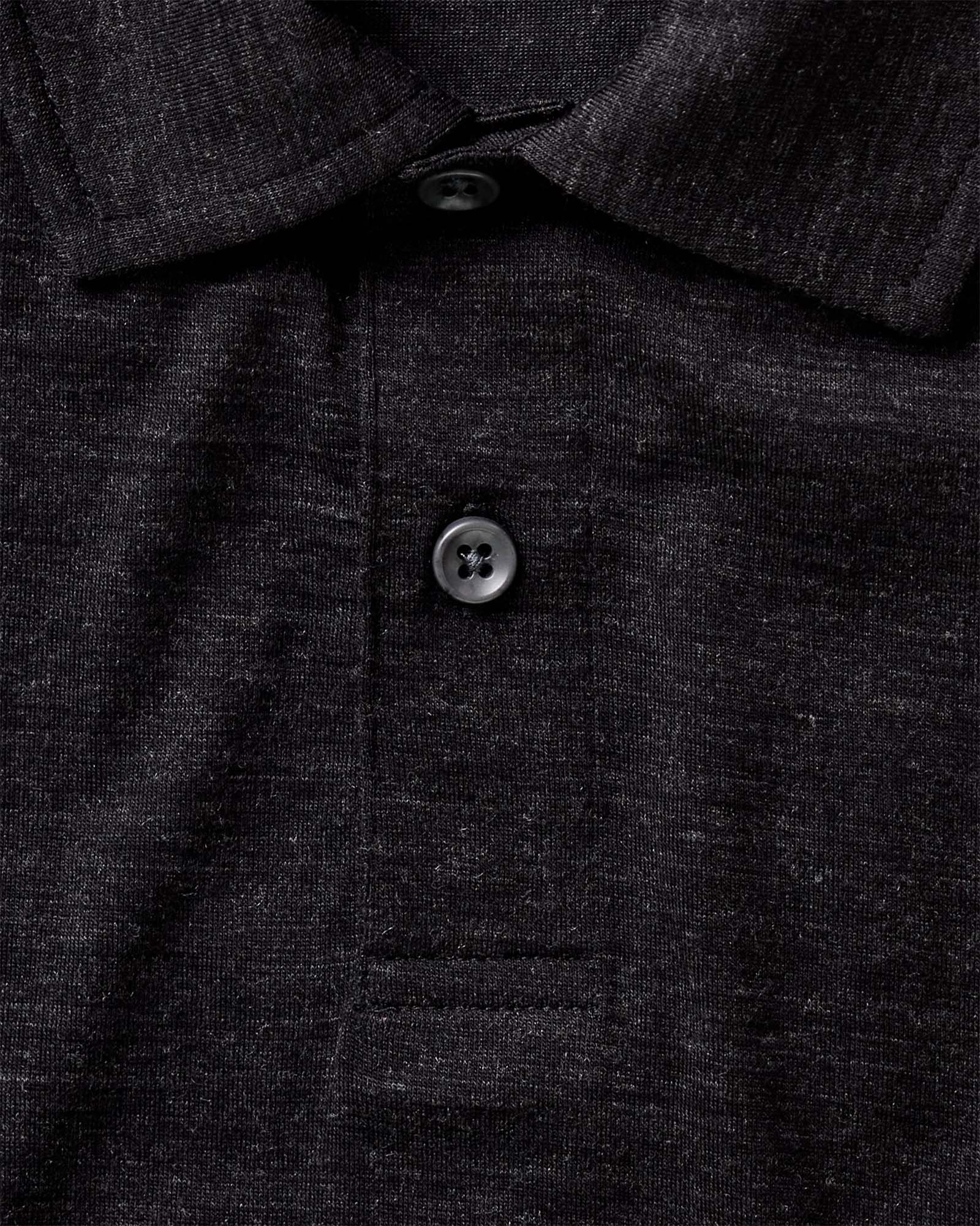 material shot of the collar on The Merino Polo in Heather Black, Knits by Taylor Stitch