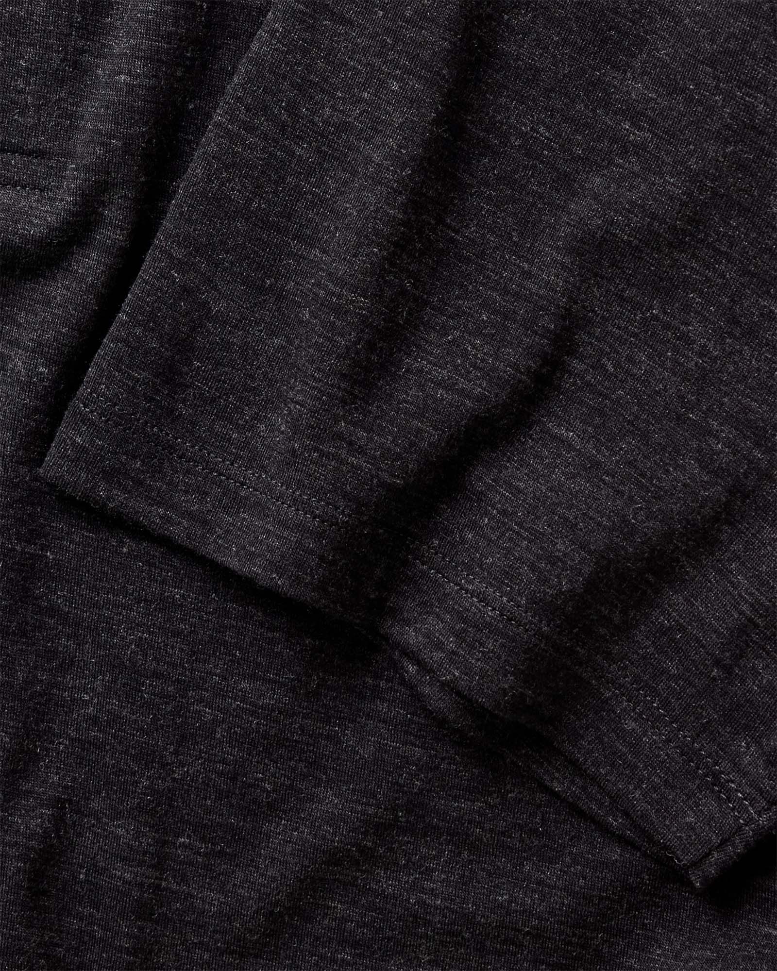 material shot of the sleeves on The Merino Polo in Heather Black, Knits by Taylor Stitch