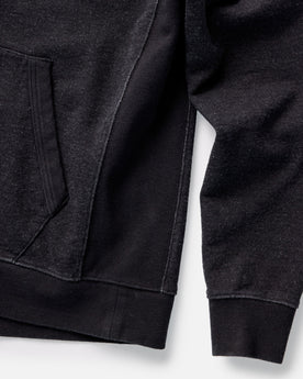 material shot of the sleeves on The Apres Hoodie in Black Indigo Terry, Knits by Taylor Stitch