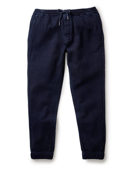material shot of the pockets on The Apres Pant in Rinsed Indigo Sashiko, Bottoms by Taylor Stitch