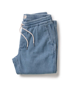 folded flatlay of The Apres Pant in Washed Indigo Sashiko, Bottoms by Taylor Stitch