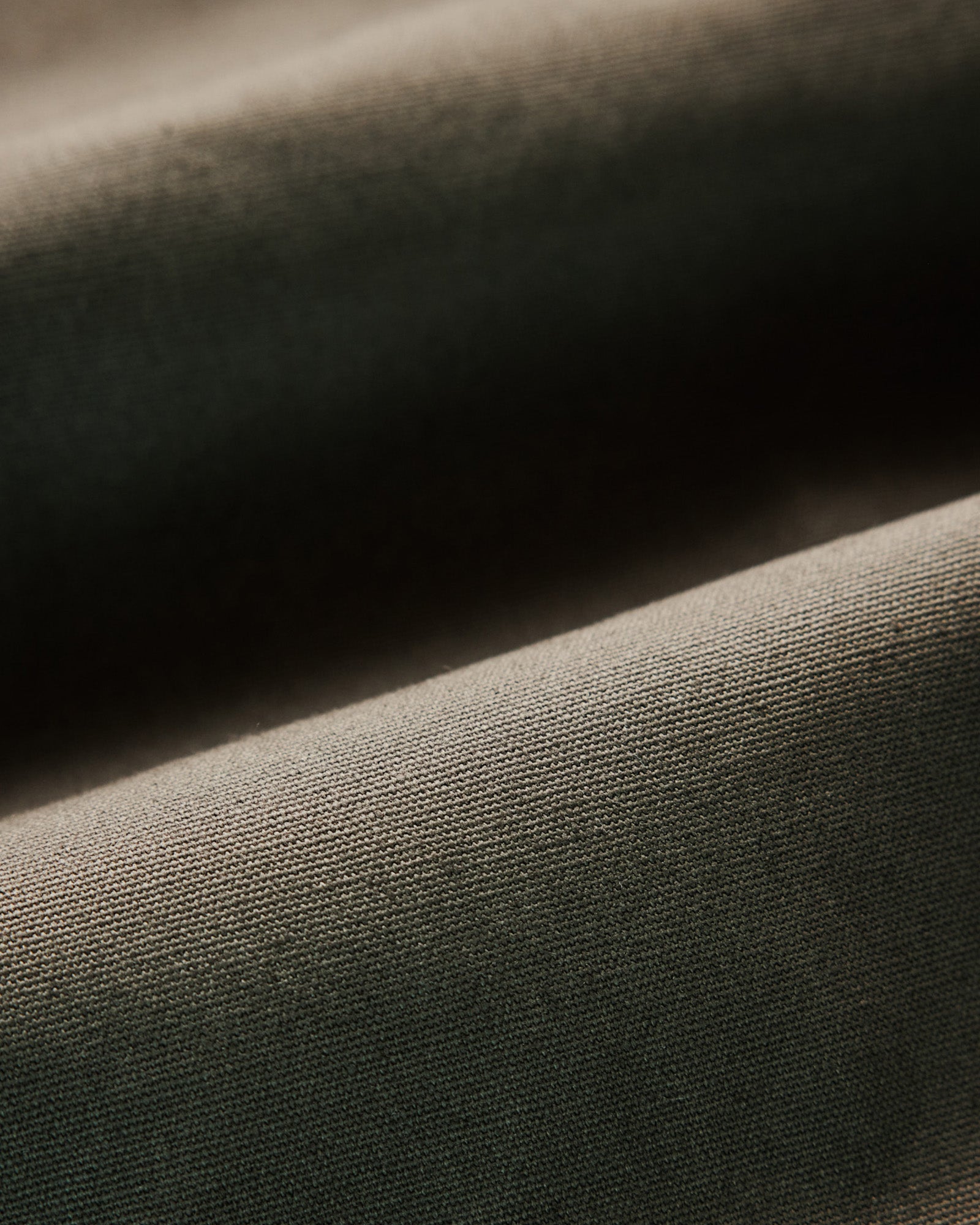 material shot of the ribbed neck opening on The Insulated Bomber Jacket in Fatigue Olive Dry Wax, Outerwear by Taylor Stitch