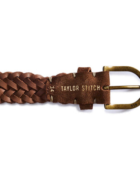 flatlay of the back of the buckle on The Braided Belt in Tan Suede, Accessories by Taylor Stitch