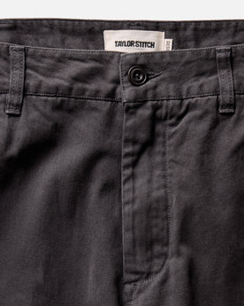 material shot of the waistband on The Democratic Foundation Pant in Organic Faded Black, Bottoms by Taylor Stitch