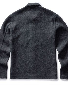 flatlay of the back of The Evans Overshirt in Charcoal Birdseye Wool, Wovens by Taylor Stitch