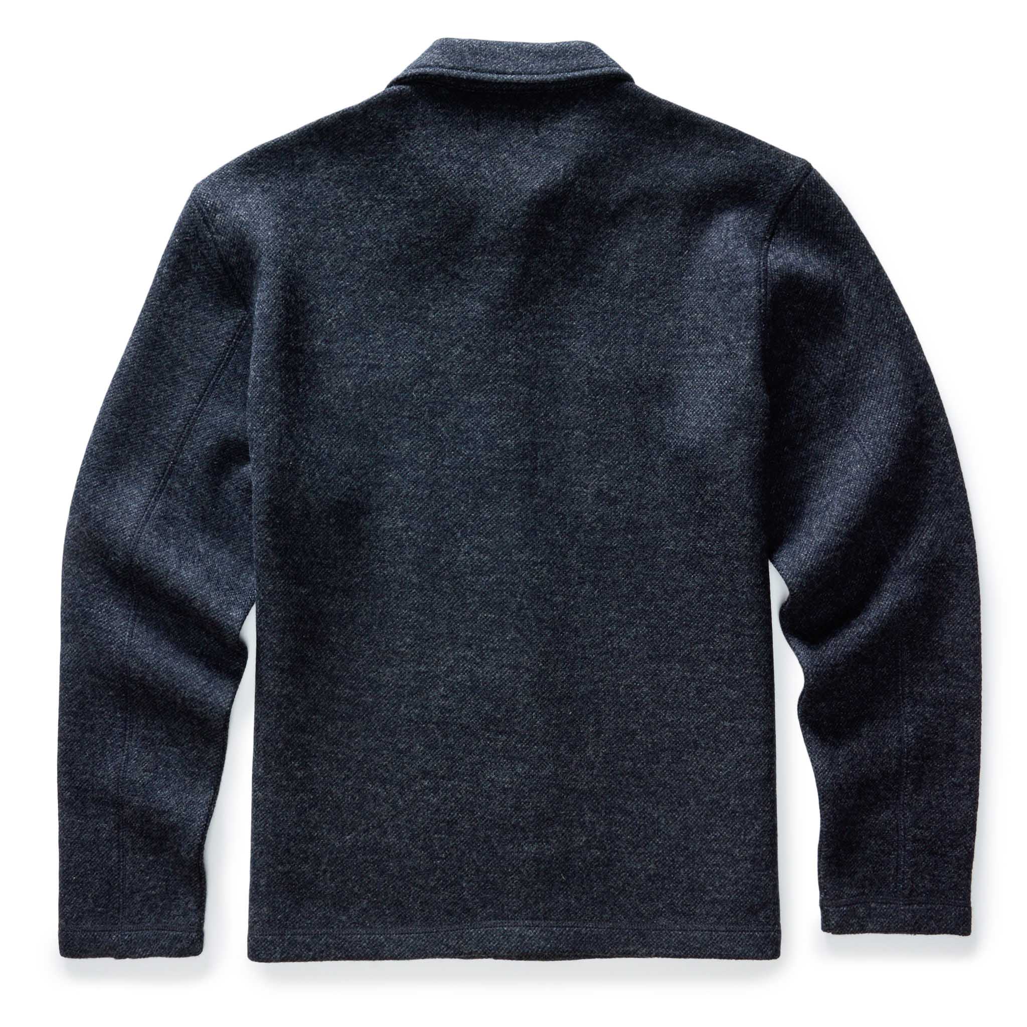 flatlay of the back of The Evans Overshirt in Navy Birdseye Wool, Wovens by Taylor Stitch