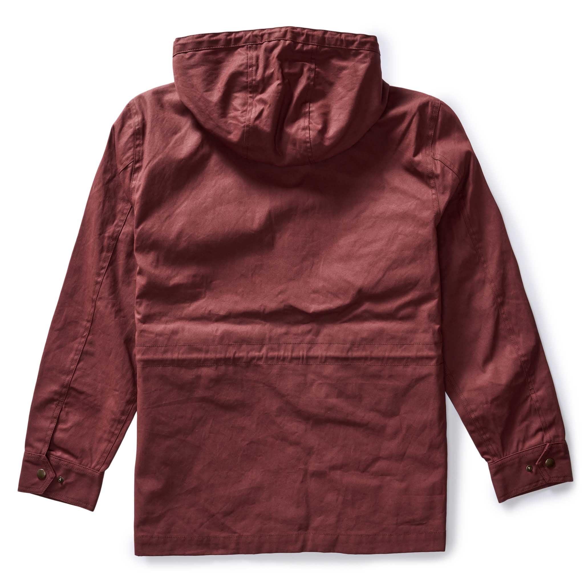 flatlay of the back of The Explorer Jacket in Red Wine Dry Wax, Outerwear by Taylor Stitch