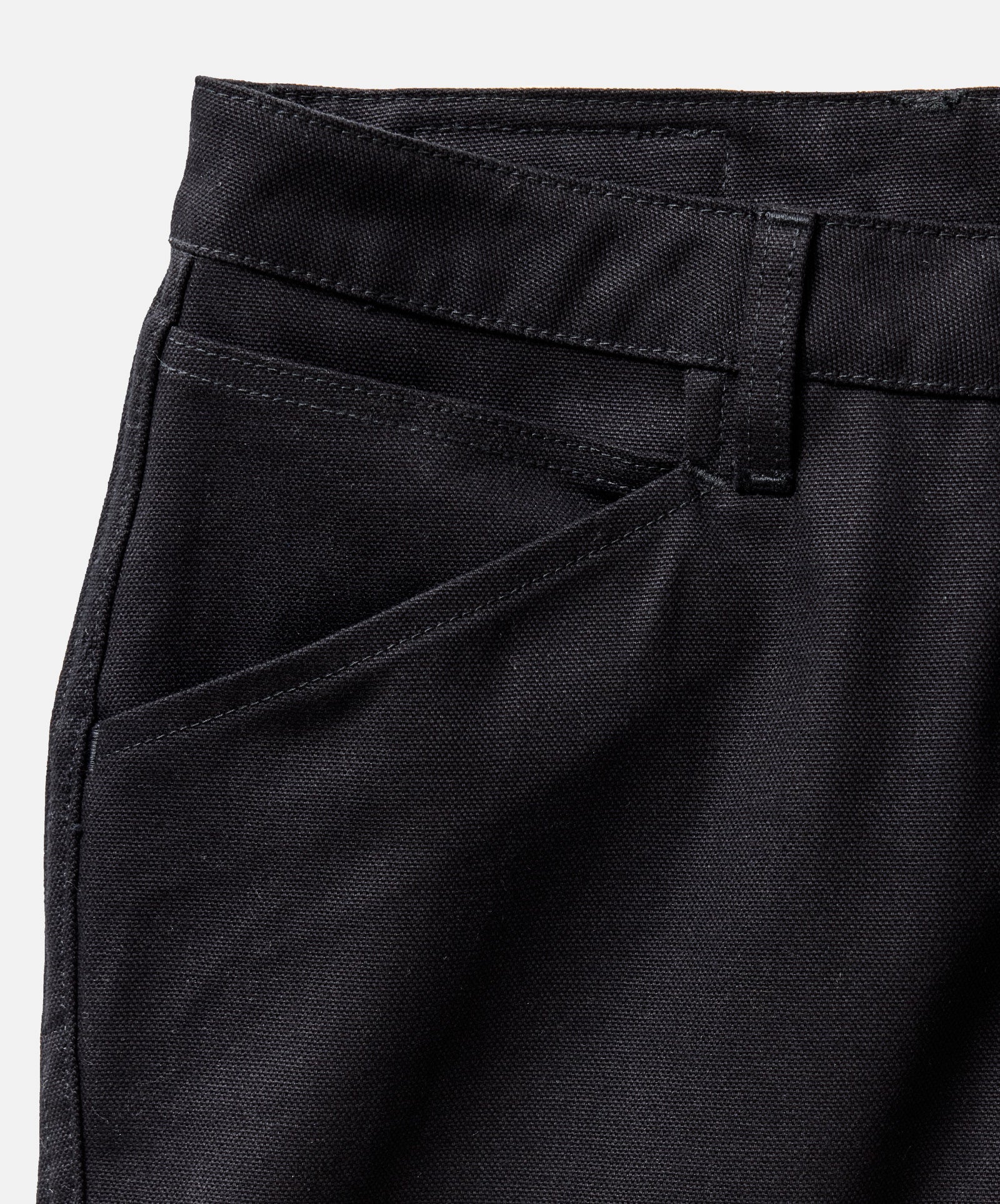 material shot of the buttons on The Good Acre Chore Pant in Black Canvas, Bottoms by Taylor Stitch