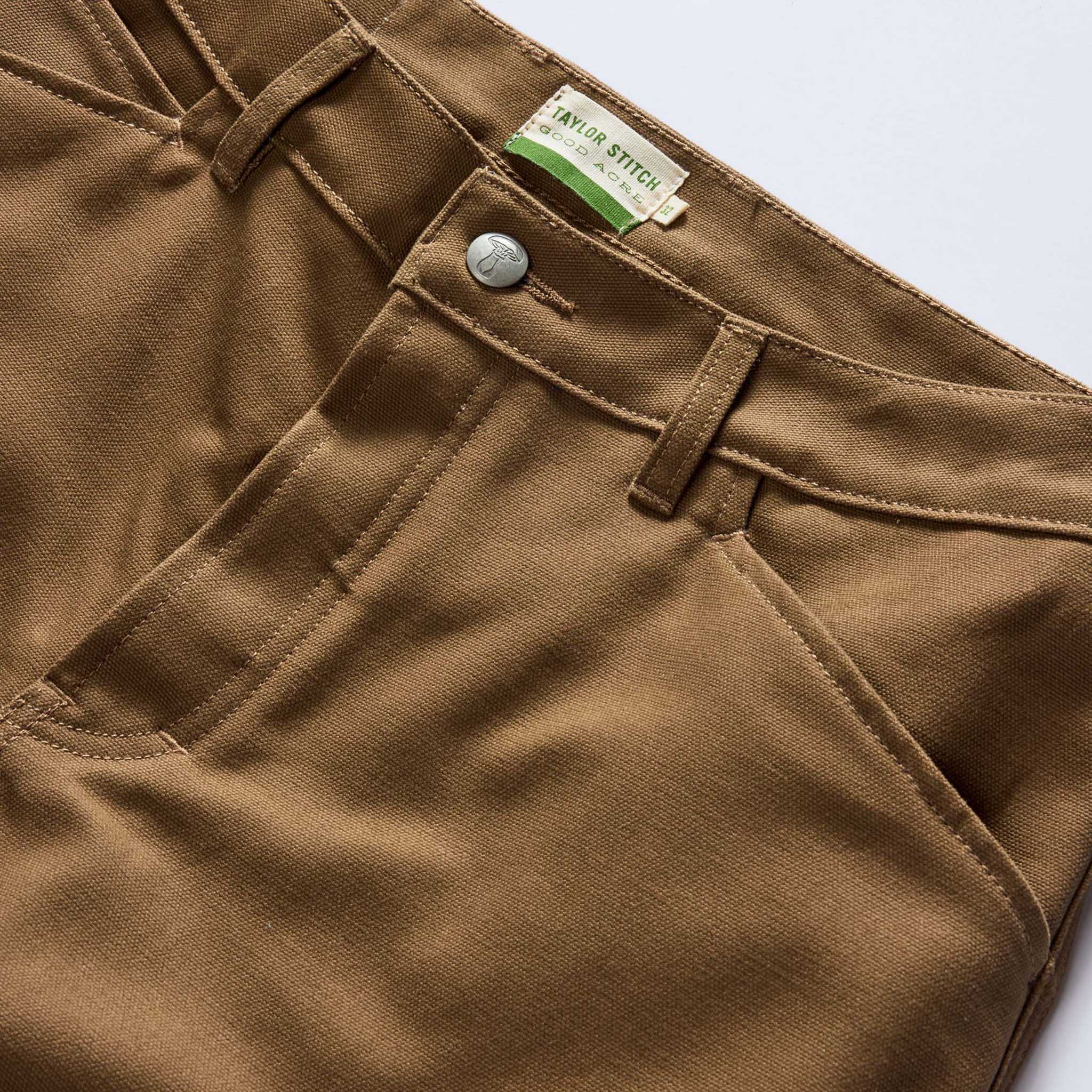 material shot of the waistband on The Good Acre Chore Pant in Tan Canvas, Bottoms by Taylor Stitch
