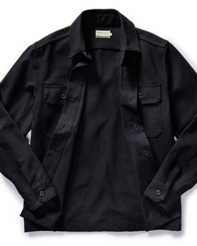 flatlay of The Good Acre Forge Overshirt in Black Canvas open, Outerwear by Taylor Stitch