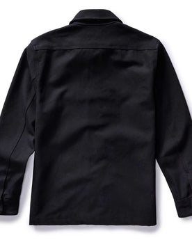 flatlay of the back of The Good Acre Forge Overshirt in Black Canvas, Outerwear by Taylor Stitch