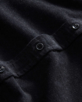 material shot of the buttons on The Jack in Heather Coal Pincord, Wovens by Taylor Stitch