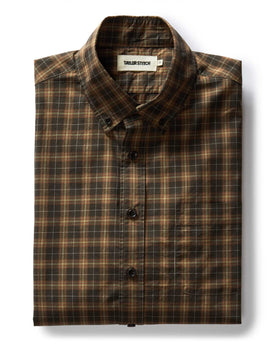 folded flatlay of The Jack in Mulch Plaid, Wovens by Taylor Stitch