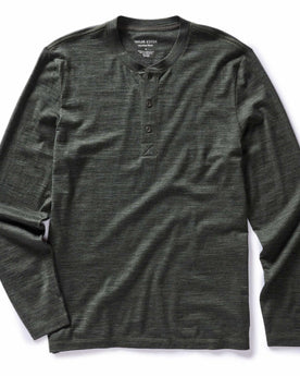 flatlay of The Merino Henley in Heather Army, Knits by Taylor Stitch