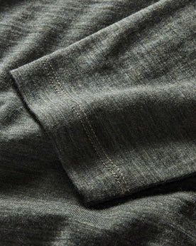 material shot of the sleeve on The Merino Henley in Heather Army, Knits by Taylor Stitch