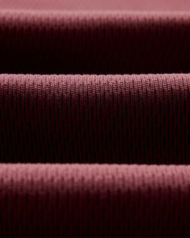 material shot of the waffle fabric on The Organic Cotton Short Sleeve Crew in Burgundy Waffle, Knits by Taylor Stitch