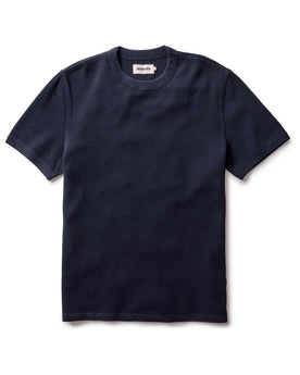 flatlay of The Organic Cotton Short Sleeve Crew in Dark Navy Waffle, Knits by Taylor Stitch