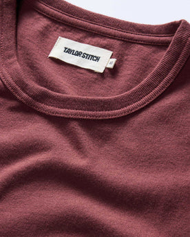 material shot of the collar on The Organic Cotton Tee in Dried Cherry, Knits by Taylor Stitch