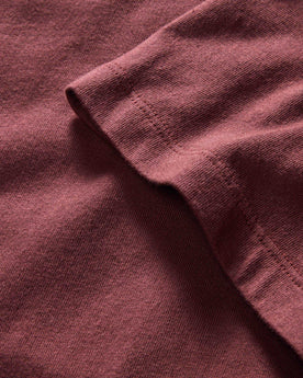 material shot of the sleeves on The Organic Cotton Tee in Dried Cherry, Knits by Taylor Stitch