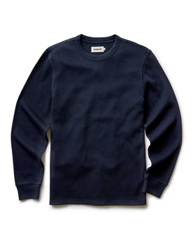 flatlay of The Organic Cotton Waffle Crew Dark Navy, Knits by Taylor Stitch