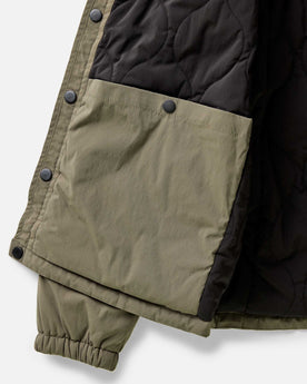 flatlay of the back of The Ridgeline Overshirt in Fatigue Olive, Wovens by Taylor Stitch