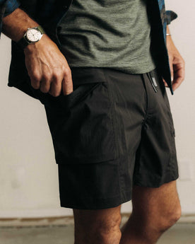 fit model running in The Ridgeline Short in Coal, Bottoms by Taylor Stitch