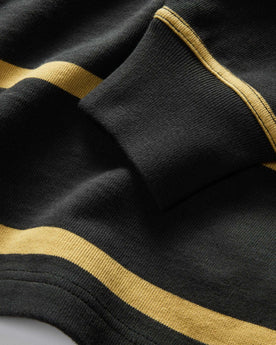 material shot of the sleeves on The Rugby Shirt in Faded Black Stripe, Knits by Taylor Stitch