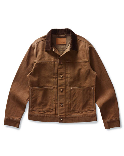 flatlay of The Ryder Jacket in Tobacco Chipped Canvas
