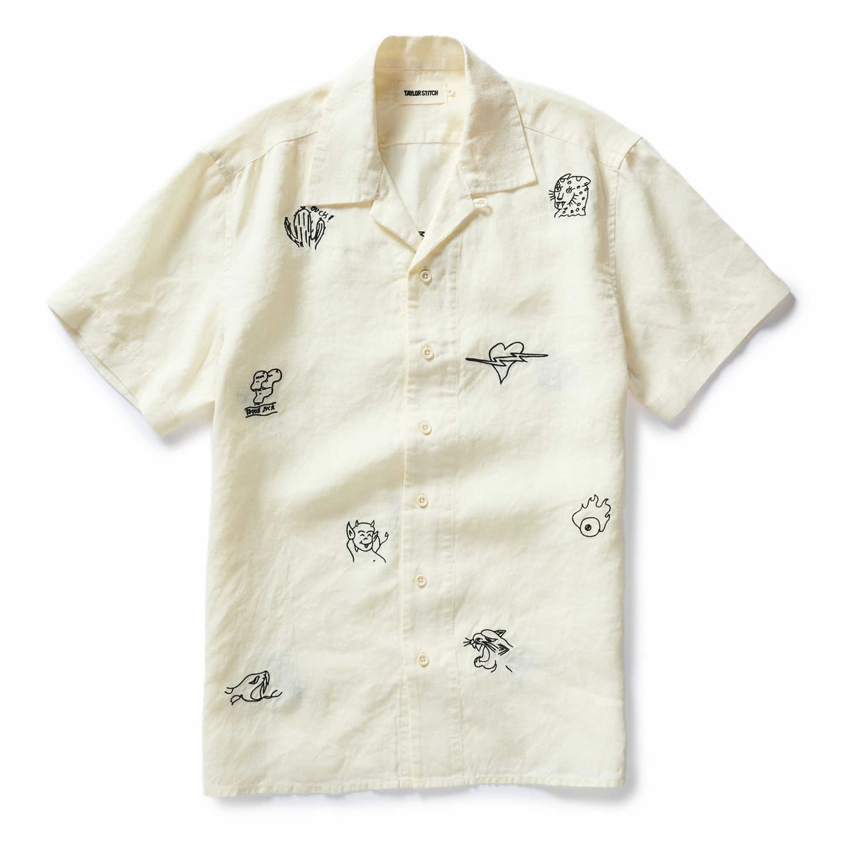 The Short Sleeve Davis Shirt in Embroidered Natural