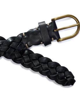 editorial image of the buckle and end of The Braided Belt in Black, Accessories by Taylor Stitch