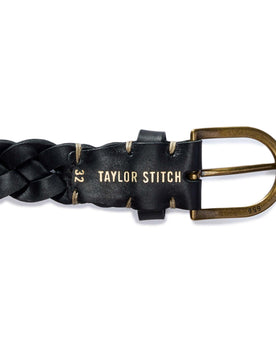 editorial image of the back of the buckle on The Braided Belt in Black, Accessories by Taylor Stitch