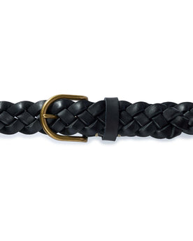 editorial image of The Braided Belt in Black buckled , Accessories by Taylor Stitch