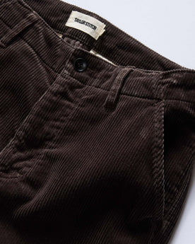 material shot of the waistband on The Carnegie Pant in Soil Corduroy, Bottoms by Taylor Stitch