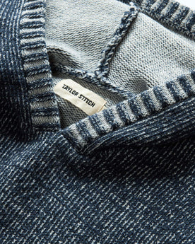 material shot of the collar on The Headland Pullover Sweater in Marled Navy, Knits by Taylor Stitch
