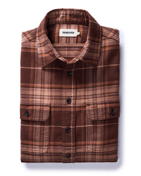folded flatlay of The Ledge Shirt in Chestnut Plaid, Wovens by Taylor Stitch