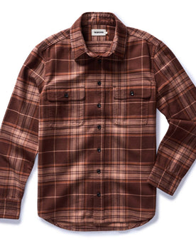 flatlay of The Ledge Shirt in Chestnut Plaid, Wovens by Taylor Stitch