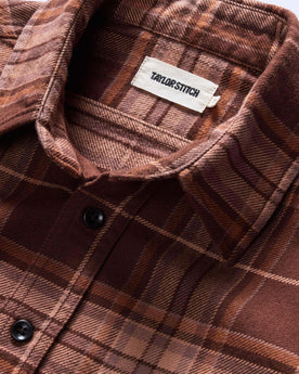 material shot of the collar on The Ledge Shirt in Chestnut Plaid, Wovens by Taylor Stitch