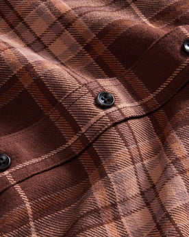 material shot of the buttons on The Ledge Shirt in Chestnut Plaid, Wovens by Taylor Stitch