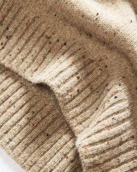 material shot of the bottom hem on The Lodge Sweater in Sand Donegal, Knits by Taylor Stitch