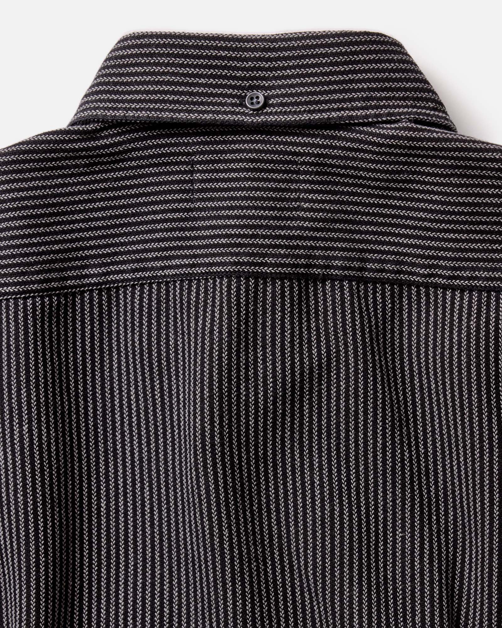 material shot of the collar on The Jack in Roped Black Indigo, Wovens by Taylor Stitch