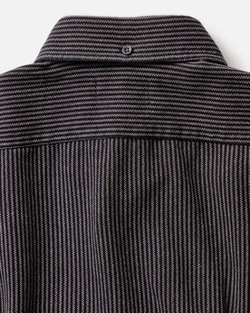 material shot of the collar on The Jack in Roped Black Indigo, Wovens by Taylor Stitch