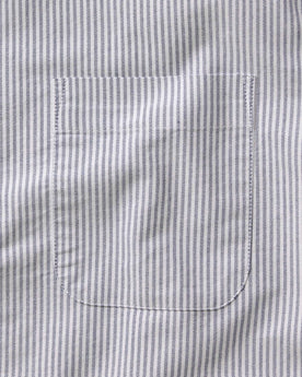 material shot of the back of the collar on The Jack in Navy University Stripe Everyday Oxford, Wovens by Taylor Stitch