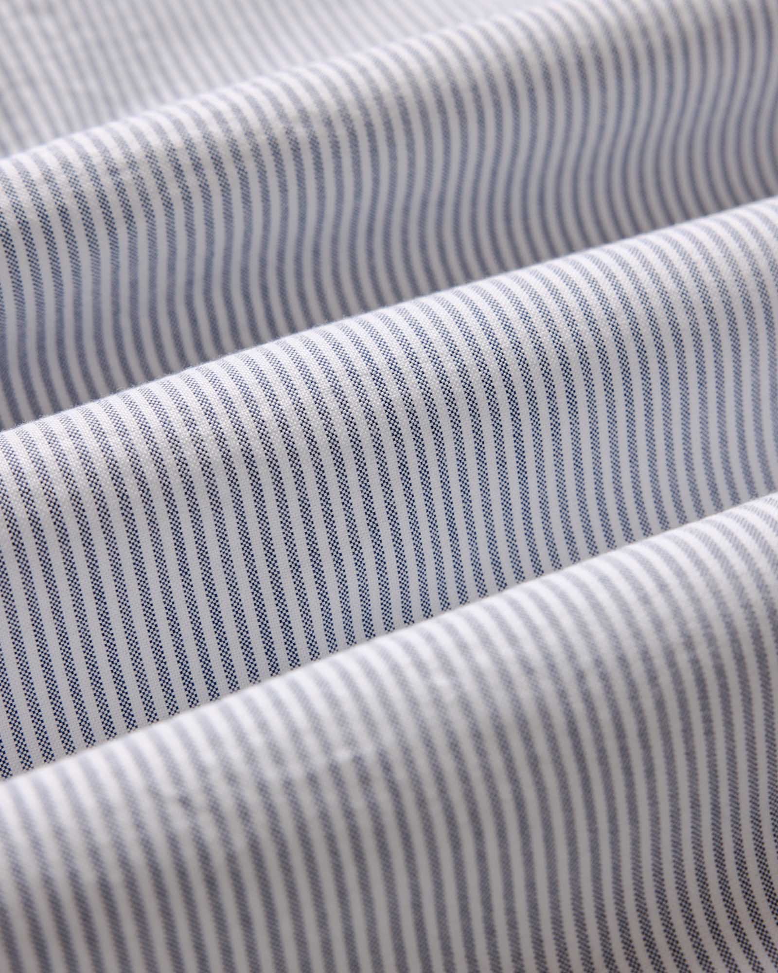 material shot of the back collar on The Jack in Navy University Stripe Everyday Oxford, Wovens by Taylor Stitch