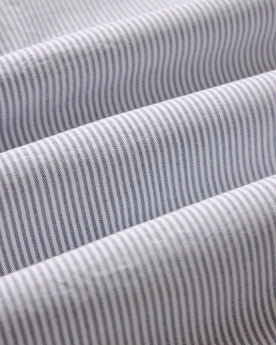 material shot of the back collar on The Jack in Navy University Stripe Everyday Oxford, Wovens by Taylor Stitch