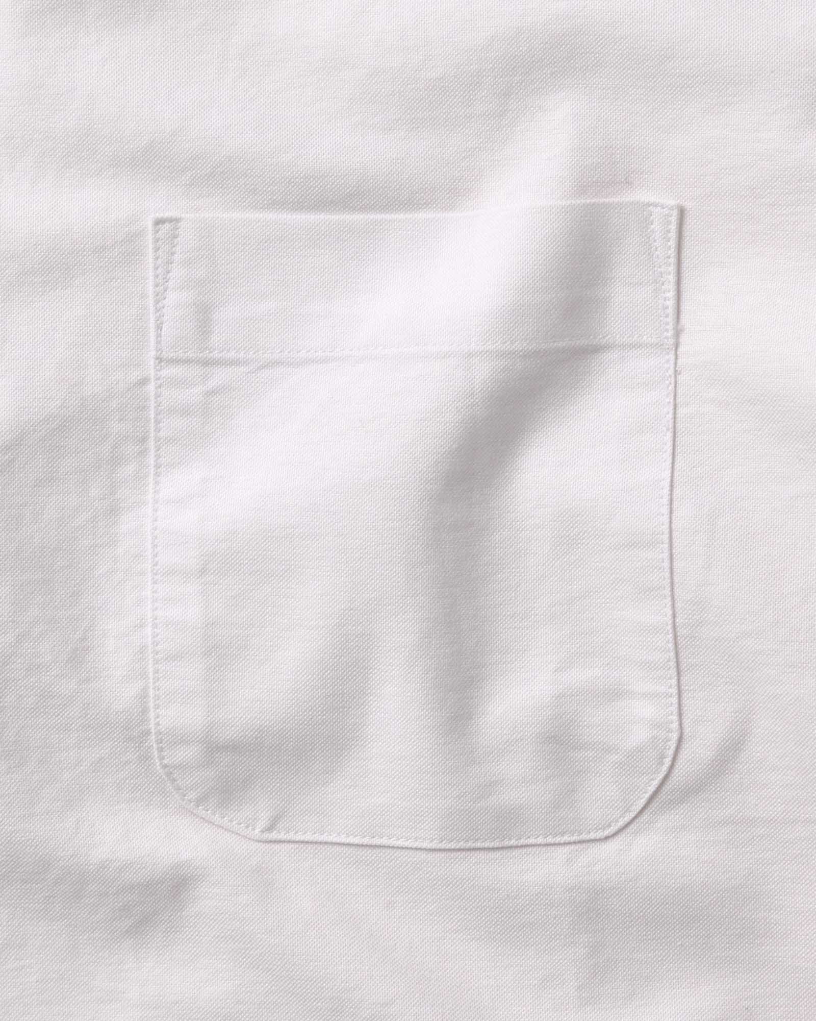 material shot of the pocket on The Jack in White Everyday Oxford, Wovens by Taylor Stitch